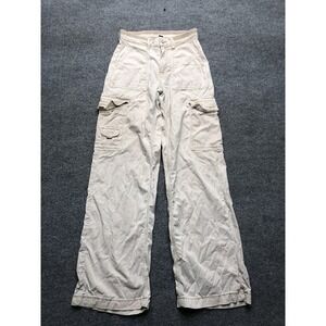 American Eagle Outfitters Cargo Pants Womens 00 Beige Wide Leg Stretch Casual